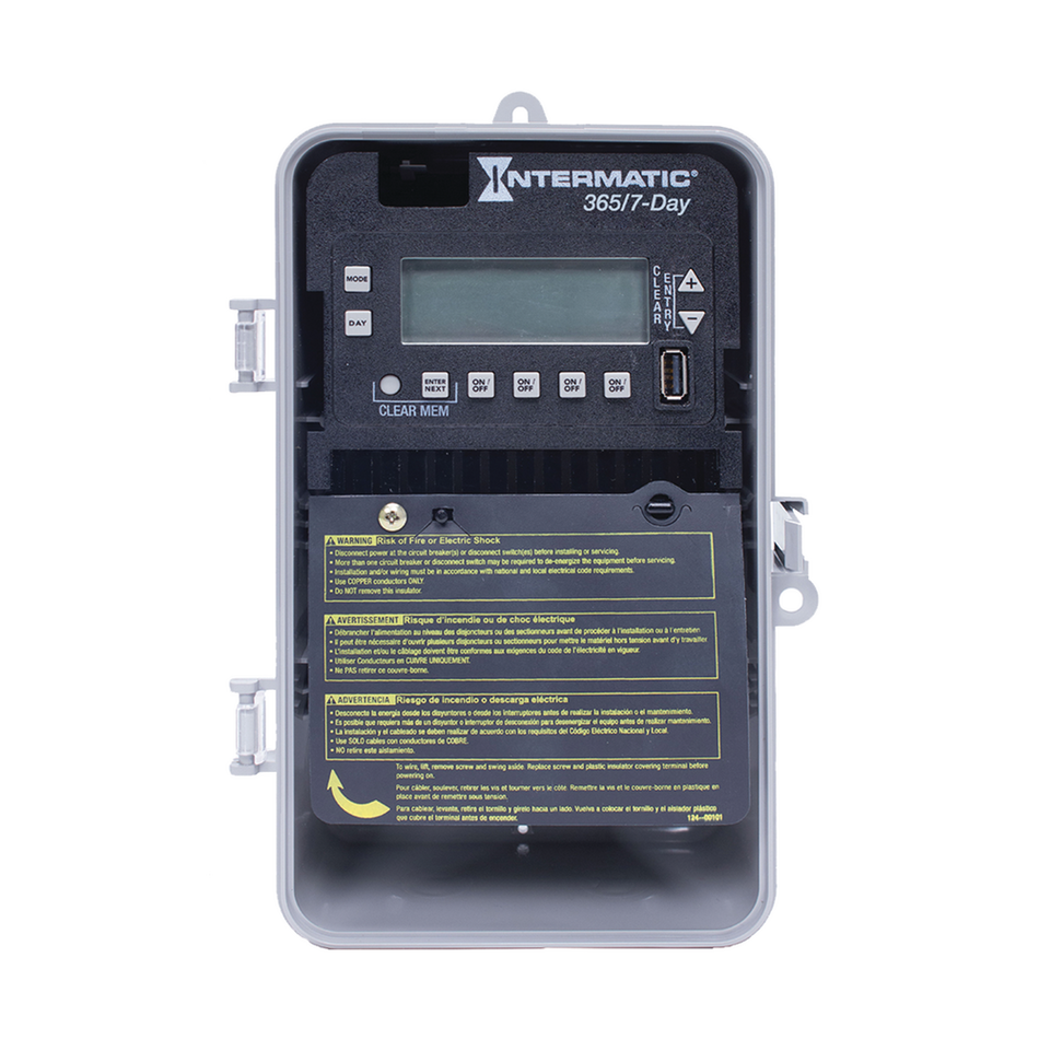 Intermatic ET2745CP, 7-Day/365 Day 4-Circuit Electronic Control, Indoor/Outdoor Type 3R Plastic Enclosure﻿, 4-SPST/2-DPST, 120-277 Volt