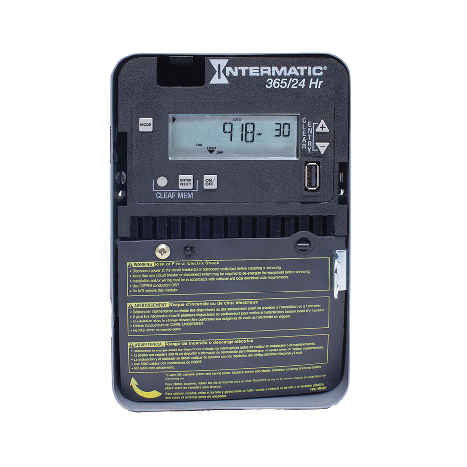 Intermatic ET2105C, 24-Hour/365 Day 1-Circuit Electronic Control, Indoor Type 1 Steel Enclosure, 1xSPST, 30 Amps, 120-277 Volt