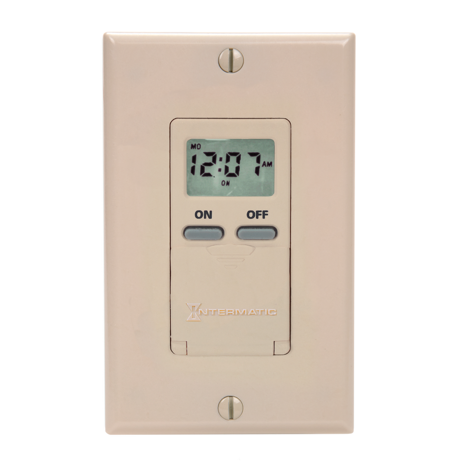 Intermatic EI500LAC, 7-Day Standard Programmable Timer, Single Pole, 125V, 15 Amp, Max. 1800 Watt, Light Almond