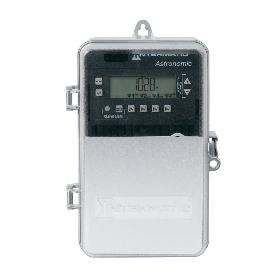 Intermatic ET2845CP, Astronomic 7-Day/365 Day 4-Circuit Electronic Control, Indoor/Outdoor Type 3R Plastic Enclosure, 4-SPST/2-DPST, 120-277 Volt