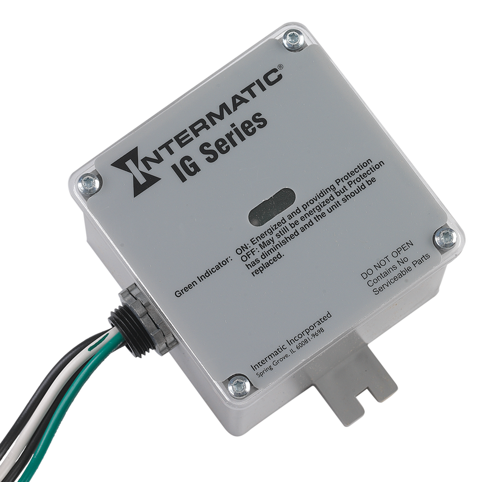 Intermatic IG1240RC3, Surge Protective Device, Single (Split) Phase, 6-Mode, 120/240 VAC 1Ph, Type 1 or Type 2, Outdoor type 3R plastic, Gray
