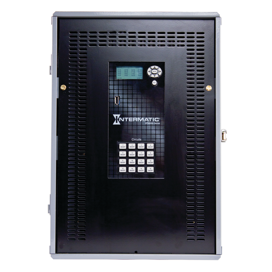 Intermatic ET91615CR, Astronomic 365-Day 16-Circuit Electronic Control, NEMA 3R Outdoor Metal Enclosure, 16-SPDT/8-DPDT, 120-277 Volt, Ethernet Included