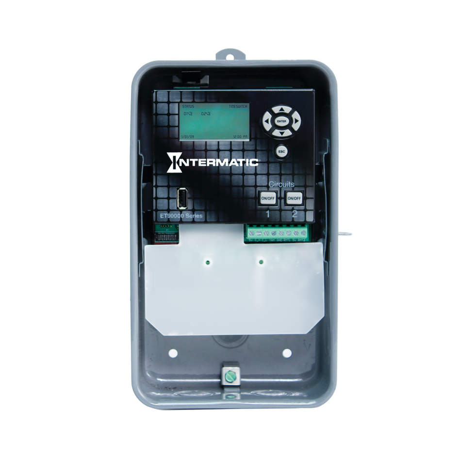 Intermatic ET90215CR, Astronomic 365-Day 2-Circuit Electronic Control, NEMA 3R Outdoor Metal Enclosure, 2-SPDT, 120-277 Volt, Ethernet Optional
