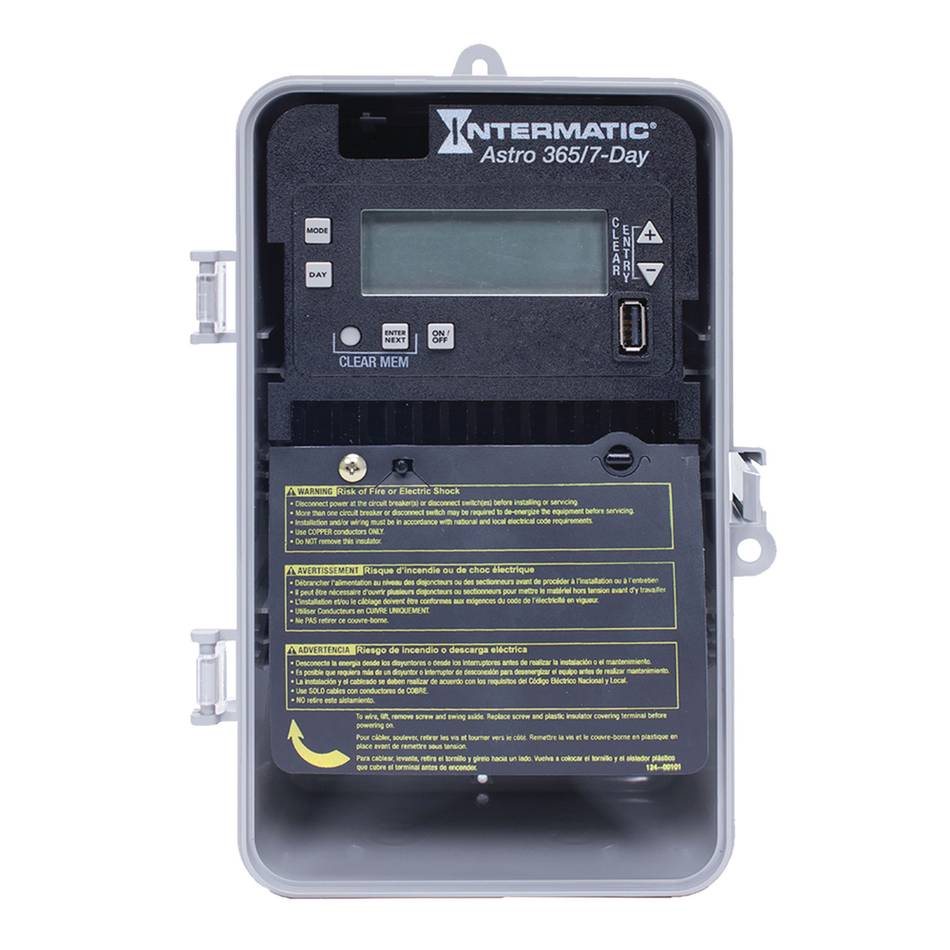 Intermatic ET2805CP, Astronomic 7-Day/365 Day 1-Circuit Electronic Control, Indoor/Outdoor Type 3R Plastic Plastic﻿, SPST, 120-277 Volt
