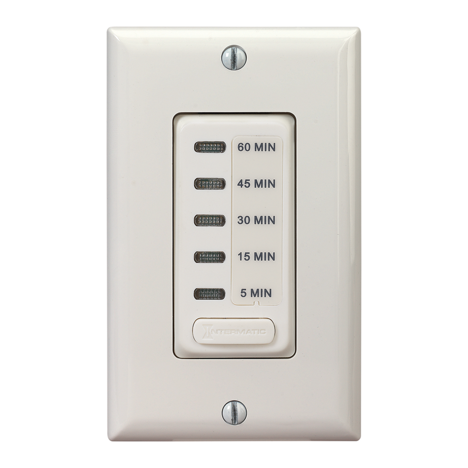 Intermatic EI205LA, In-Wall Electronic Countdown Timer, 5/15/30/45/60 Min. Time Range, Single Pole, Max. 1800 Watt, 120 Volt, Light Almond ﻿