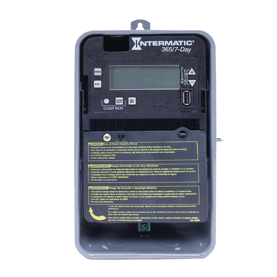 Intermatic ET2705CR, 7-Day/365-Day 1-Circuit Electronic Control, Indoor/Outdoor Nema 3R Metal Enclosure﻿, SPST, 120-277 Volt