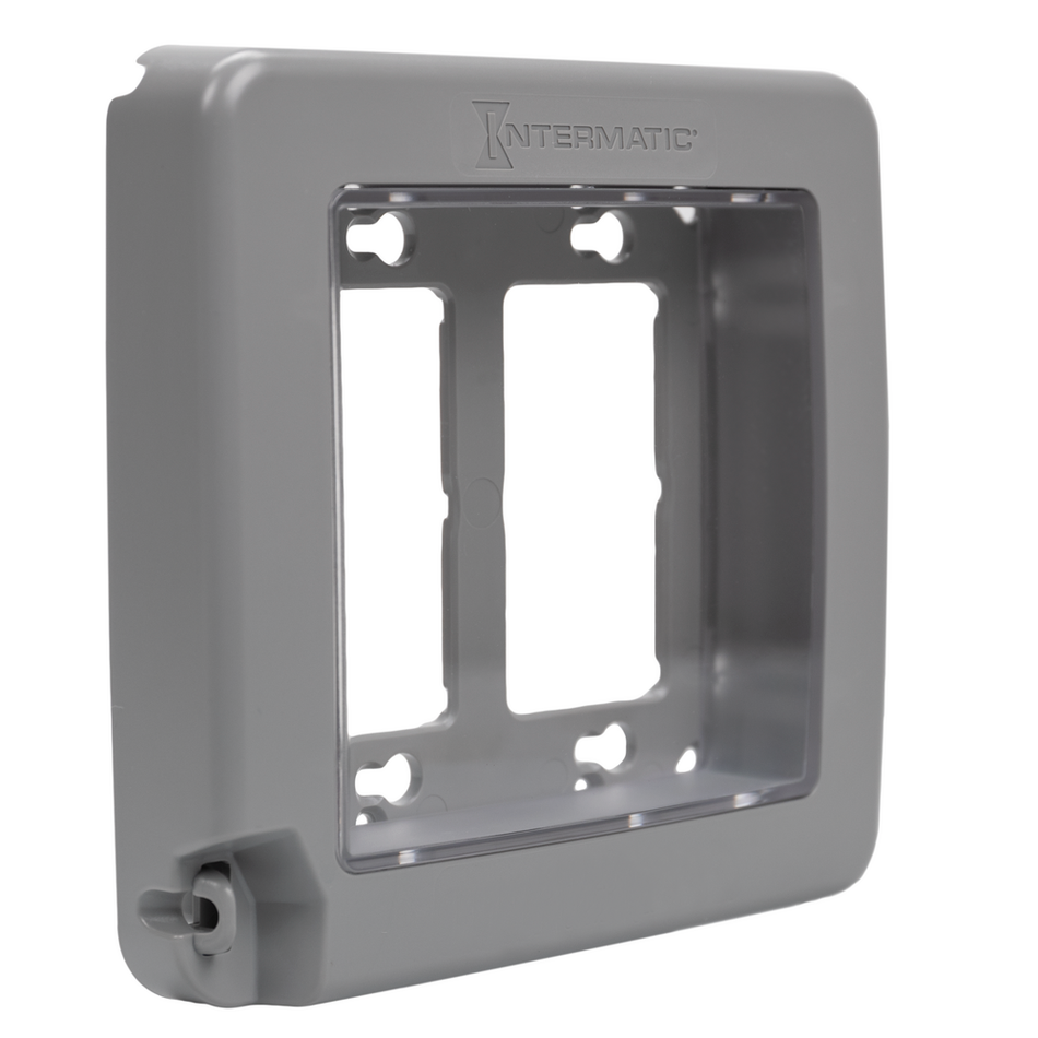 Intermatic WP6200G, Low-Profile Plastic In-Use Weatherproof Cover, Double-Gang, Vrt, Gray