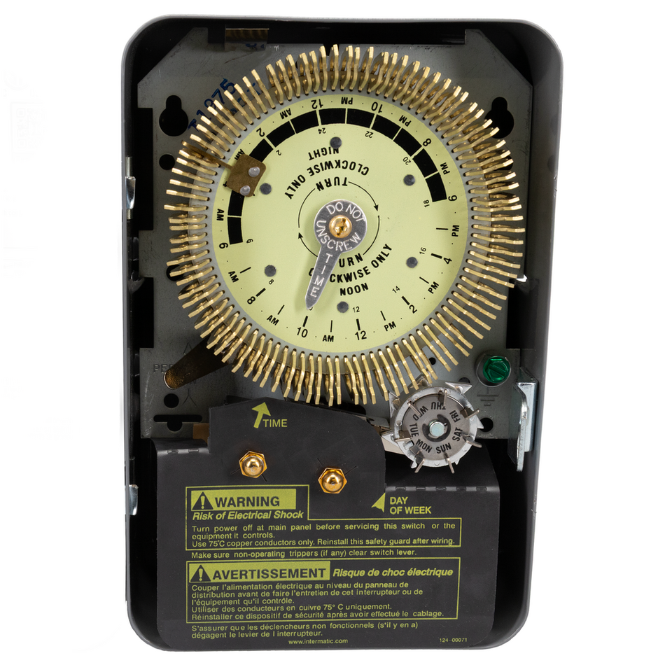 Intermatic T1975E, 24-Hour Mechanical Time Switch with Skip-a-Day, 480 VAC, 60Hz, SPDT, Indoor Metal Enclosure, 15 Minute Interval