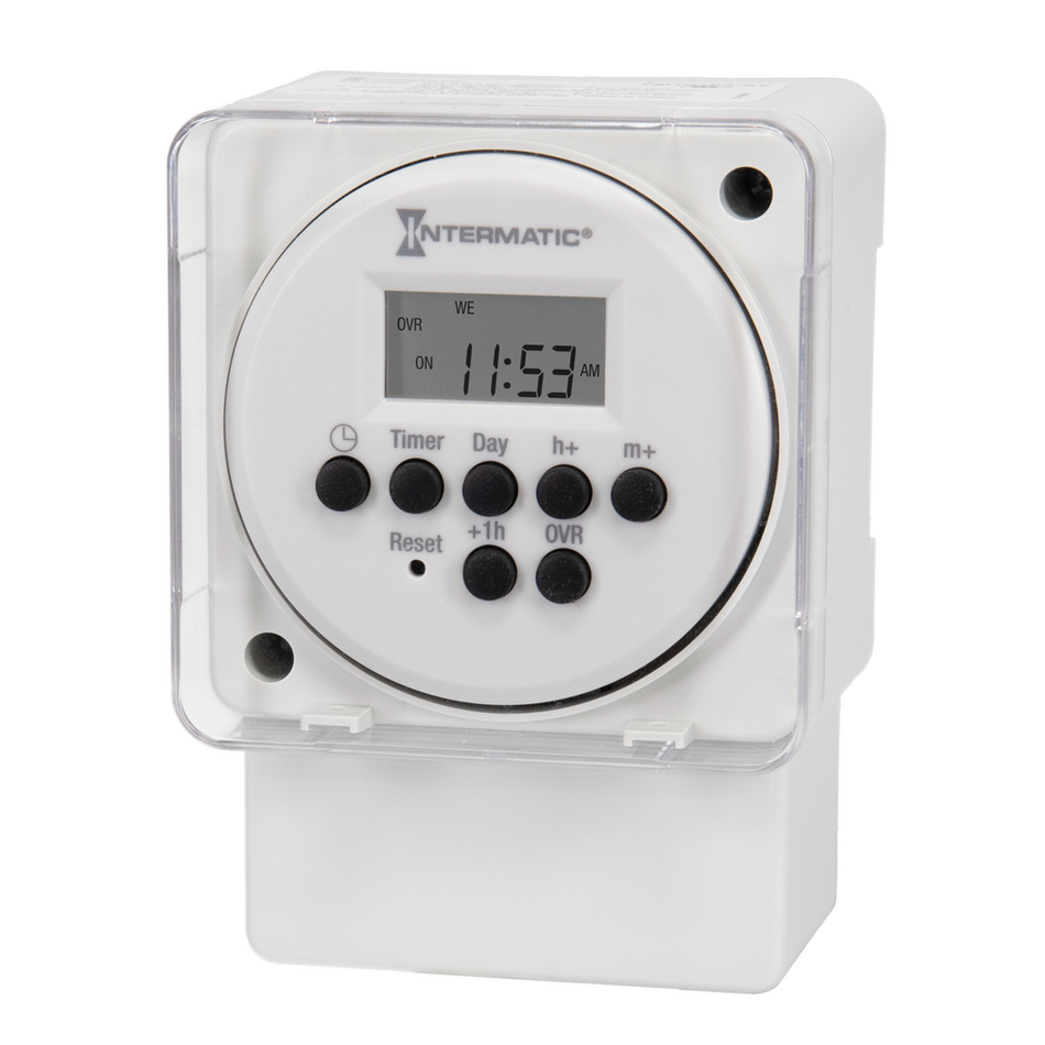 Intermatic FM1D50A-LV, 24-Hour or 7-Day 12/24 VDC, 24 VAC Electronic Surface/DIN Rail Mount Module, 15 A, 50 Setpoint Programs, SPDT
