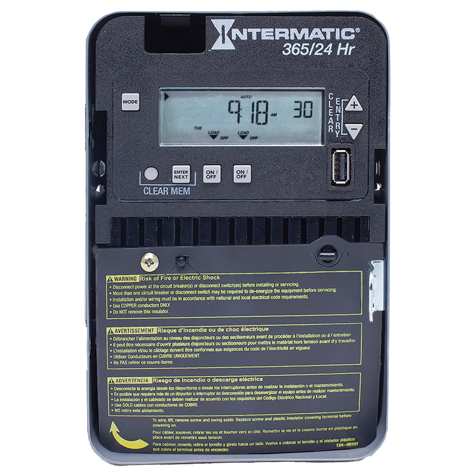 Intermatic ET2125C, 24-Hour/365 Day 2-Circuit Electronic Control, Indoor Type 1 Metal Enclosure, 2-SPST/DPST, 120-277 Volt