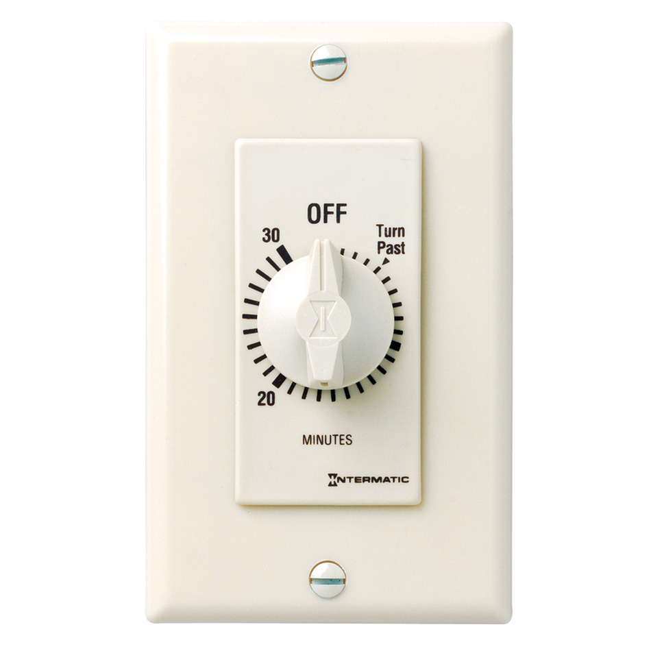 Intermatic FD30MAC, Spring Wound Countdown Timer, Decorator Style, 125-277V, 50/60 Hz, SPST, 30 Minute Max, Without Hold, Light Almond