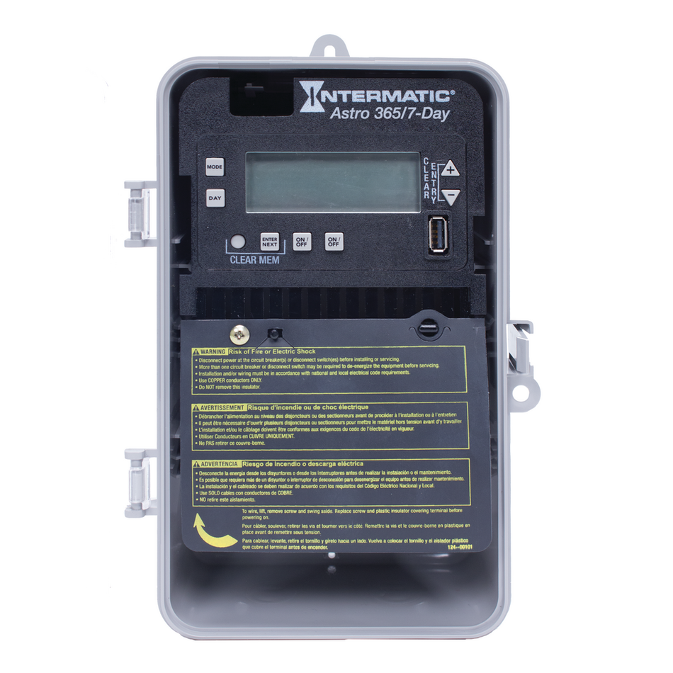 Intermatic ET2825CP, Astronomic 7-Day/365 Day 2-Circuit Electronic Control, Indoor/Outdoor Type 3R Plastic Enclosure, 2-SPST/DPST, 120-277 Volt