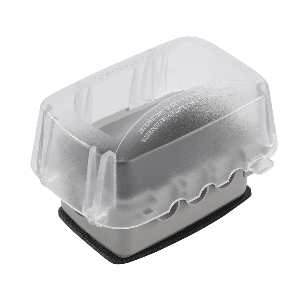 Intermatic WP5110C, Extra-Duty Plastic In-Use Weatherproof Cover, Single-Gang, Vrt/Hrz, 3.625" Clear