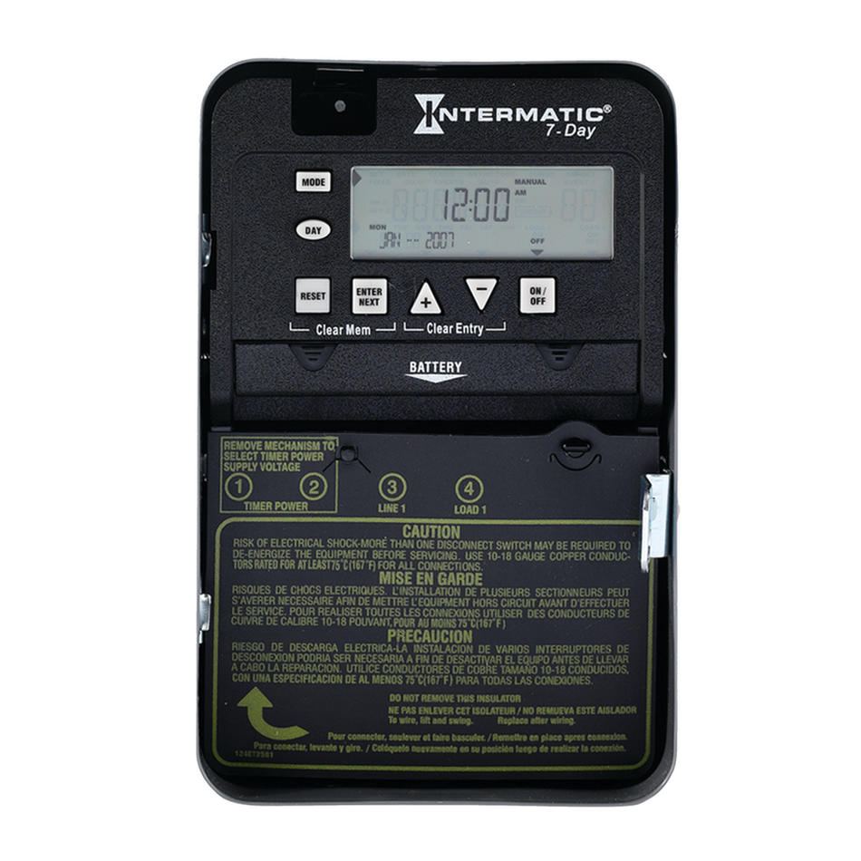 Intermatic ET1705C, 7-Day 1-Circuit Electronic Control, NEMA 1 Indoor Metal Enclosure, SPST, 30 Amps, 120-277 Volt