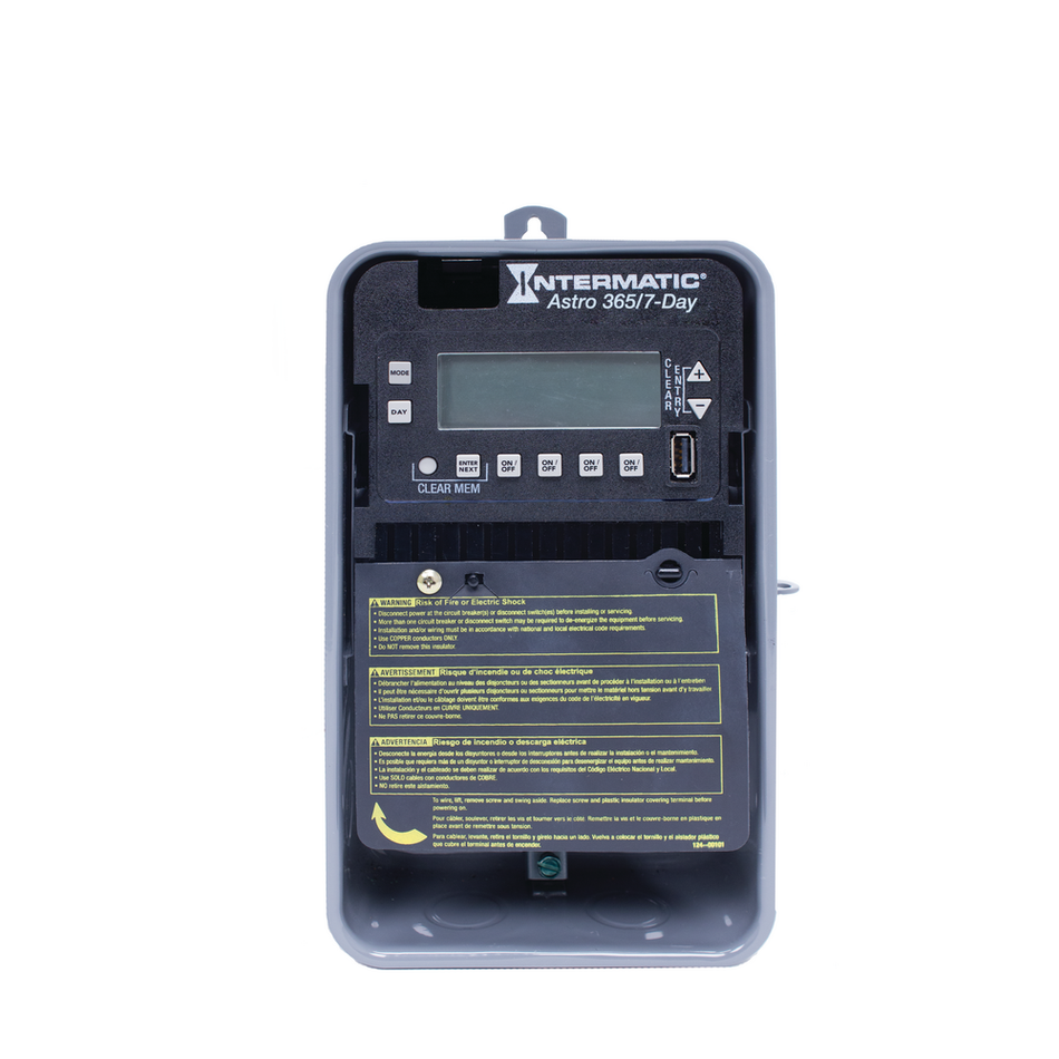 Intermatic ET2845CR, Astronomic 7-Day/365 Day 4-Circuit Electronic Control, Indoor/Outdoor Nema 3R Metal Enclosure, 4-SPST/2-DPST, 120-277 Volt