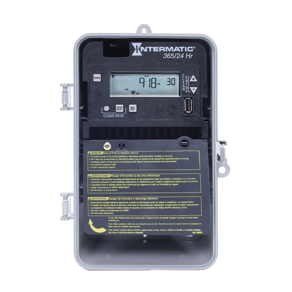 Intermatic ET2115C, 24-Hour/365 Day 1-Circuit Electronic Control, Indoor Type 1 Metal Enclosure, SPST, 120-277 Volt