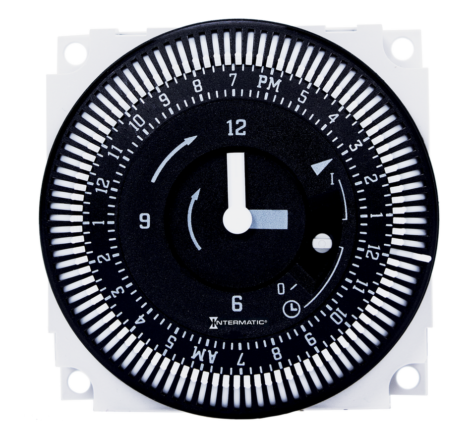 Intermatic FM1STUZH-24U, 24-Hour 24V Electromechanical Panel Mount Timer Module with Manual Override, 15 Minute Intervals, 21A, SPDT