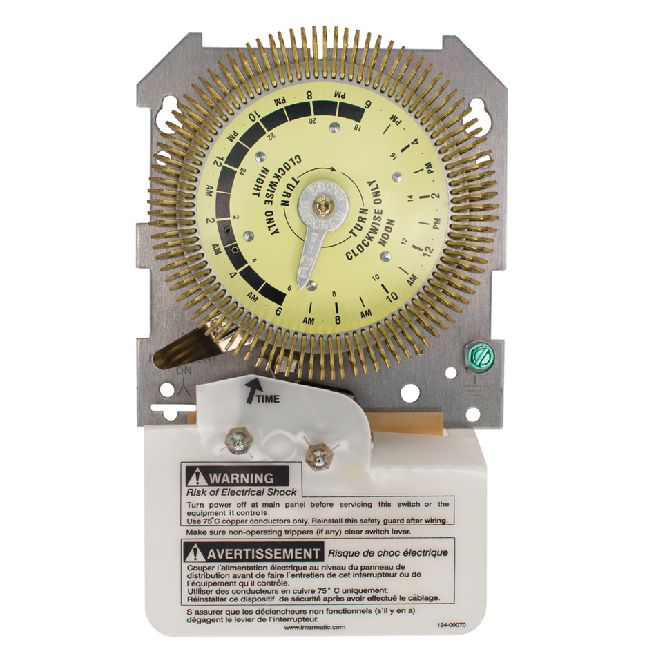 Intermatic T1905HDM, 24-Hour Heavy-Duty Metal Dial Mechanical Time Switch, Mechanism Only, 125 VAC, 60Hz, SPDT, 15 Minute Interval