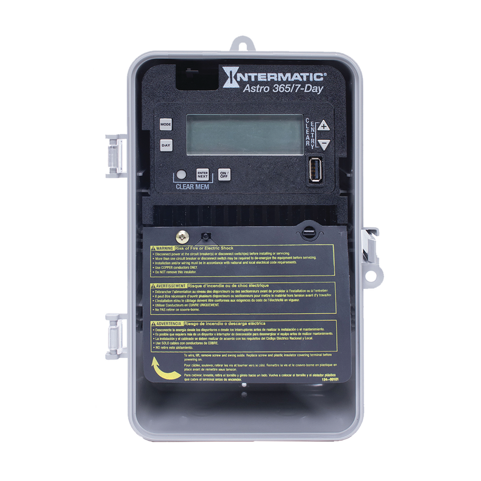 Intermatic ET2815CP, Astronomic 7-Day/365 Day 1-Circuit Electronic Control, Indoor/Outdoor Type 3R Plastic Enclosure, SPDT, 120-277 Volt