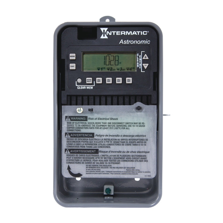 Intermatic ET8415CR, Astronomic 7-Day 4-Circuit Electronic Control, Indoor/Outdoor NEMA 3R Metal Enclosure, 4-SPST, 120-277 Volt