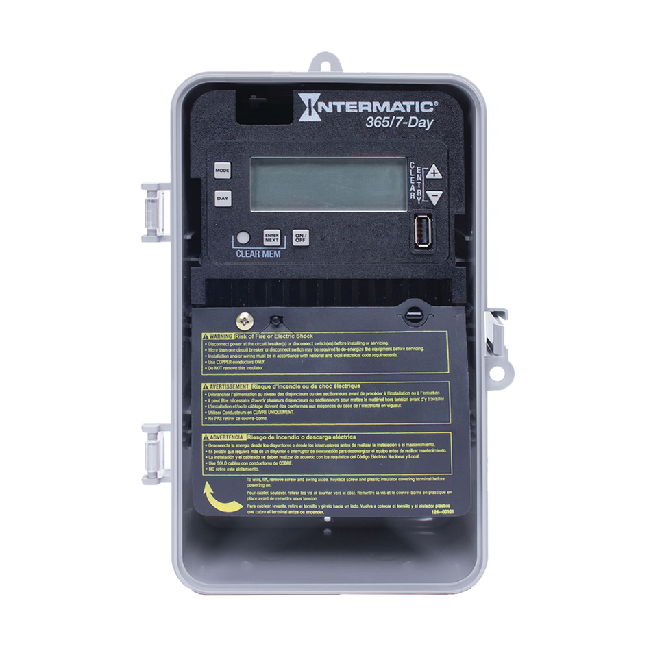 Intermatic ET2715CP, 7-Day/365 Day 1-Circuit Electronic Control, Indoor/Outdoor Type 3R Plastic Enclosure﻿, SPDT, 120-277 Volt