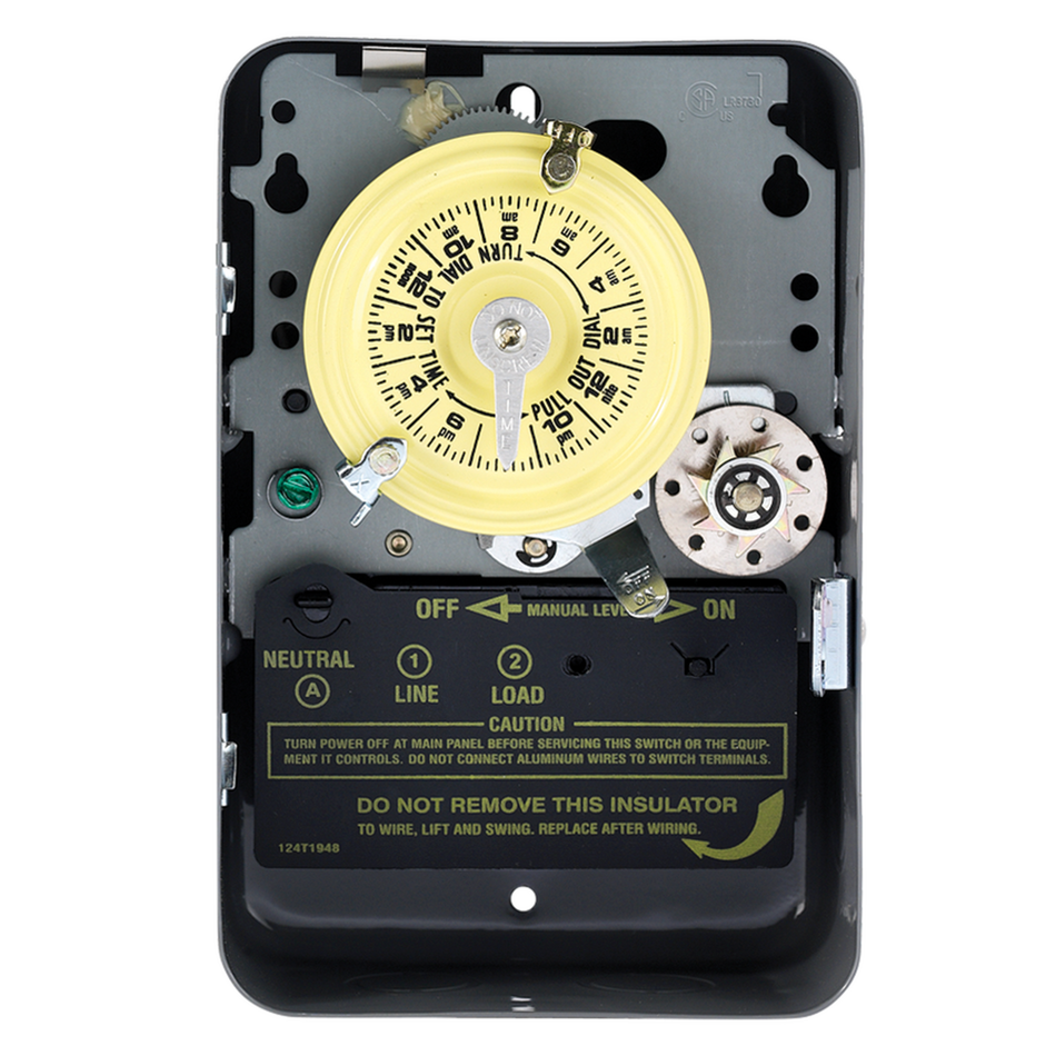 Intermatic T171, 24-Hour Mechanical Time Switch with Skip-a-Day, 120 VAC, 60Hz, SPST, Indoor Metal Enclosure, 1 Hour Interval