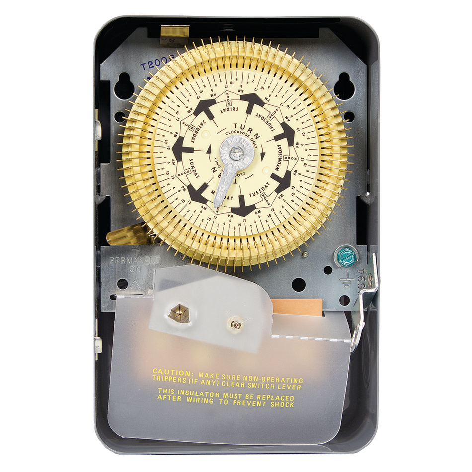 Intermatic T2006, 7-Day Mechanical Time Switch, 208-277 VAC, 60Hz, SPDT, Indoor Metal Enclosure, 2 Hour Interval
