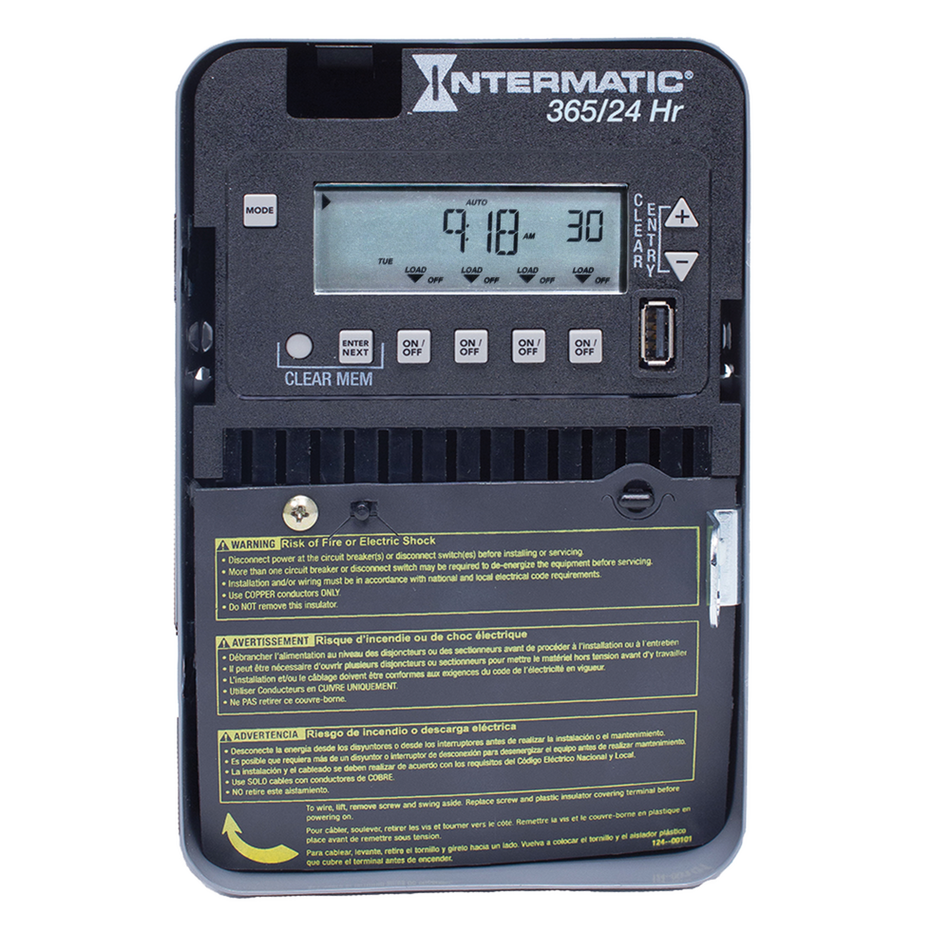Intermatic ET2145C, 24-Hour/365 Day 4-Circuit Electronic Control, Indoor Type 1 Metal Enclosure, 4-SPST/2-DPST, 120-277 Volt