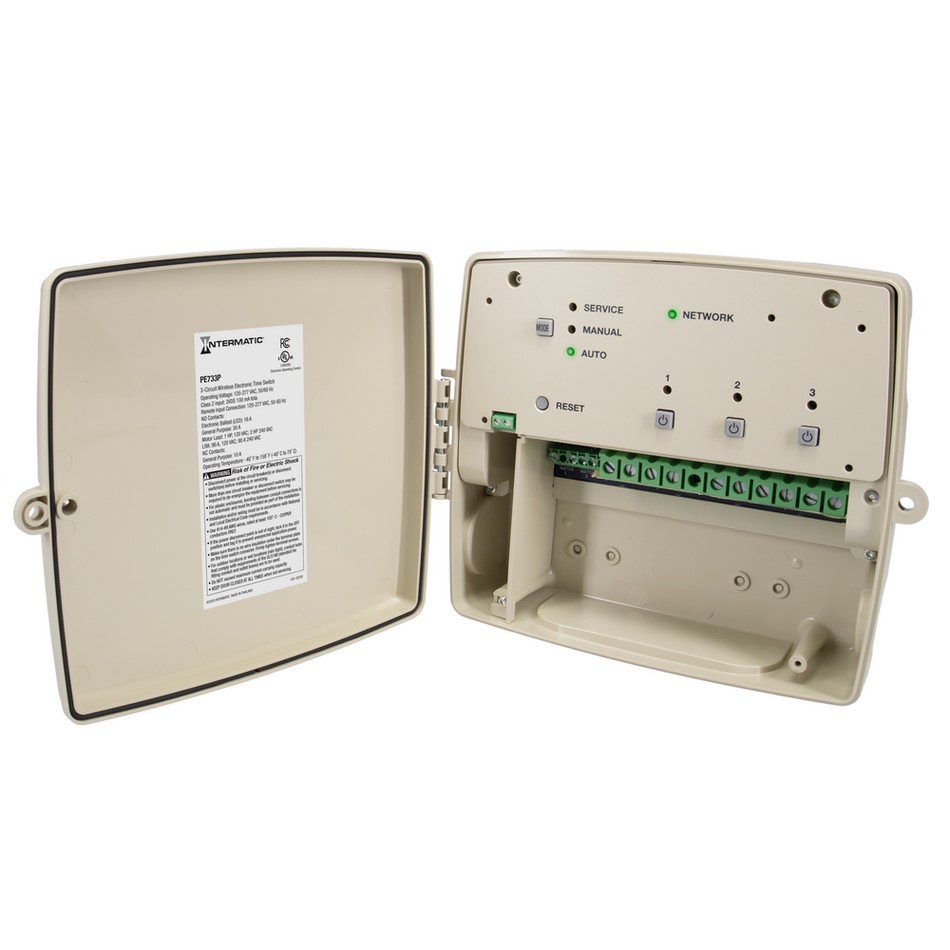 Intermatic PE733P, 24-Hour 7-Day Electronic Wi-Fi Time Control, 3-Circuit, Type 3R Plastic Enclosure, 120-277V