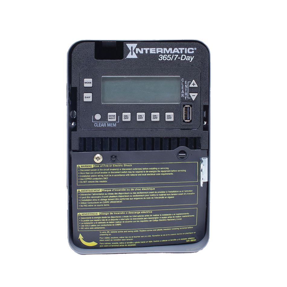 Intermatic ET2745C, 7-Day/365 Day 4-Circuit Electronic Control, Indoor Type 1 Metal Enclosure﻿, 4-SPST/2-DPST, 120-277 Volt