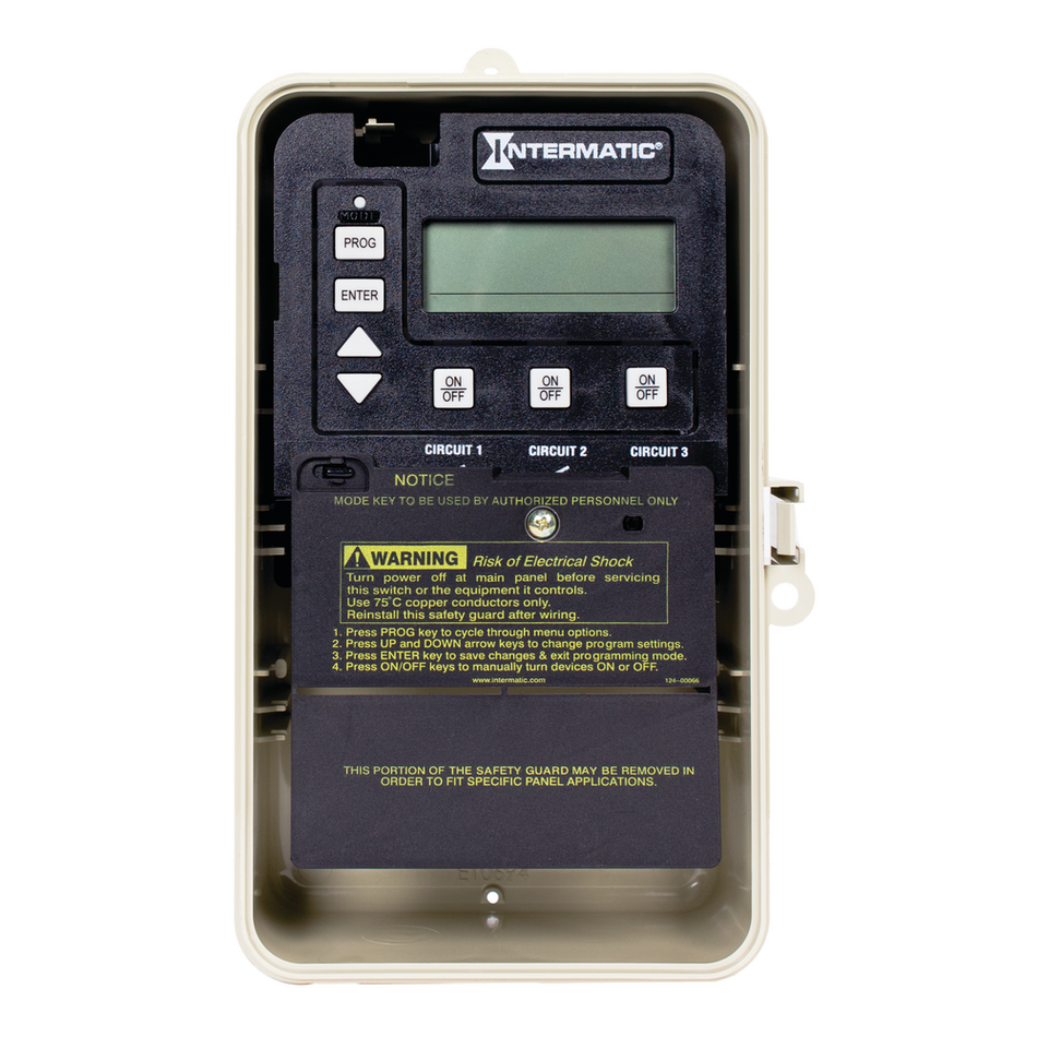 Intermatic PE153P, 24-Hour Electronic Time Control, 3-Circuit, Type 3R Plastic Enclosure, 120/240V