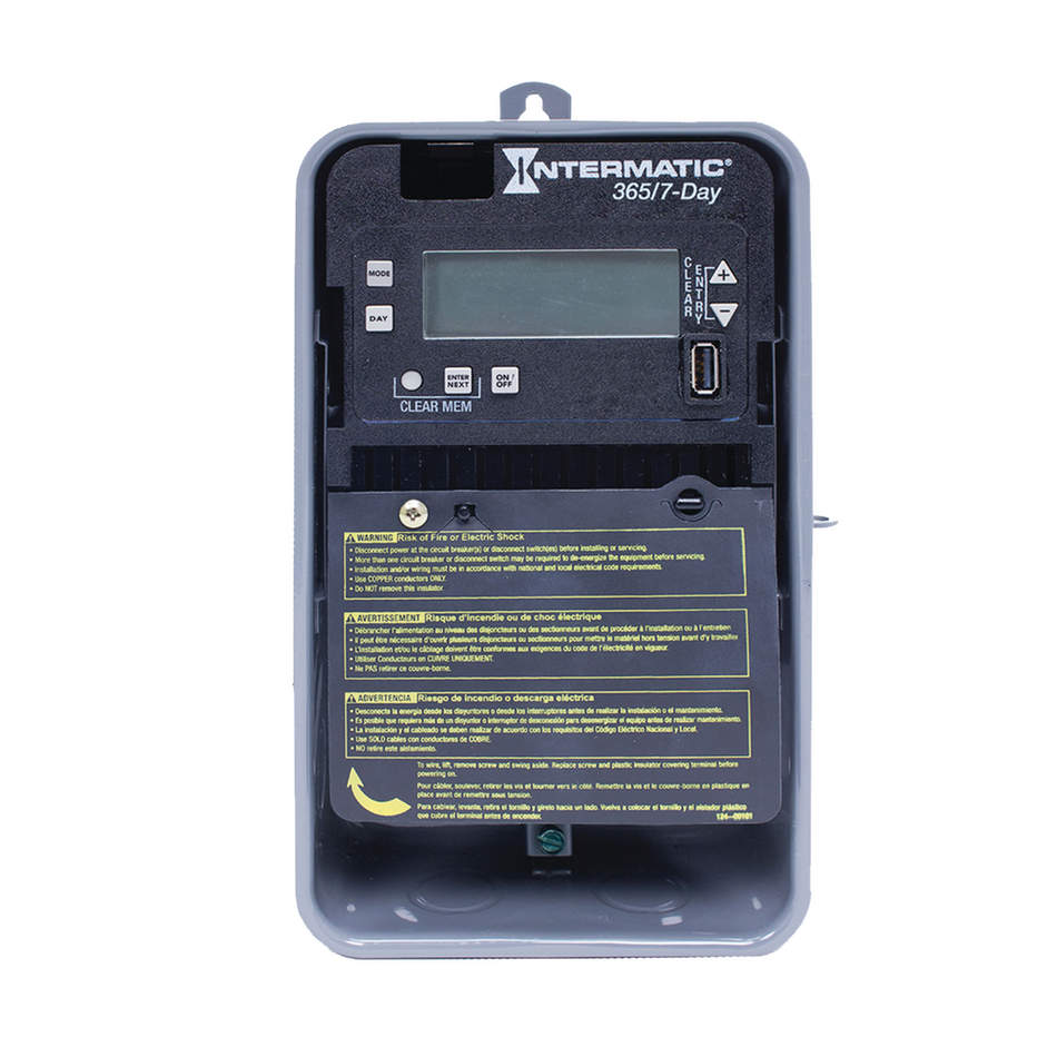 Intermatic ET2715CR, 7-Day/365 Day 1-Circuit Electronic Control, Indoor/Outdoor Nema 3R Metal Enclosure﻿, SPDT, 120-277 Volt