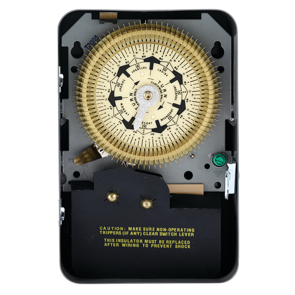 Intermatic T2005, 7-Day Mechanical Time Switch, 120 VAC, 60Hz, SPDT, Indoor Metal Enclosure, 2 Hour Interval