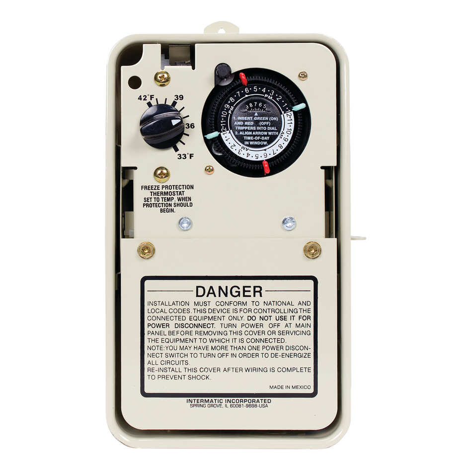 Intermatic PF1103T, Freeze Protection Timer with Thermostat for 120/240V Applications, Type 3R Metal Enclosure