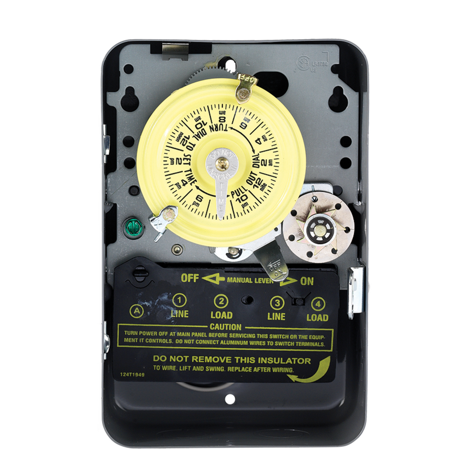 Intermatic T176, 24-Hour Mechanical Time Switch with Skip-a-Day, 208-277 VAC, 60Hz, 1 NO/1 NC, Indoor Metal Enclosure, 1 Hour Interval