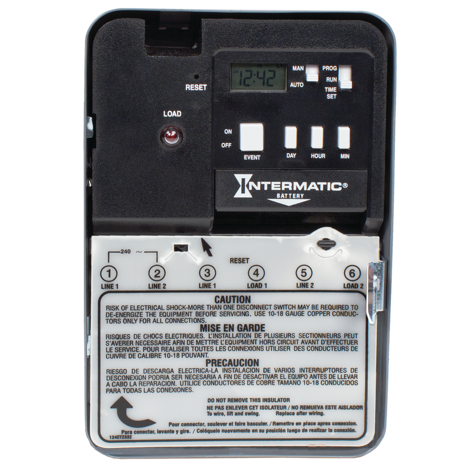 Intermatic EH40, Electronic Water Heater Time Switch, NEMA 1 Indoor Steel Case, DPST, 7200 Watts, 30 Amps, 240 Volt