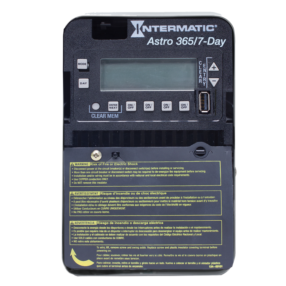 Intermatic ET2845C, Astronomic 7-Day/365 Day 4-Circuit Electronic Control, Indoor Type 1 Metal Enclosure, 4-SPST/2-DPST, 120-277 Volt