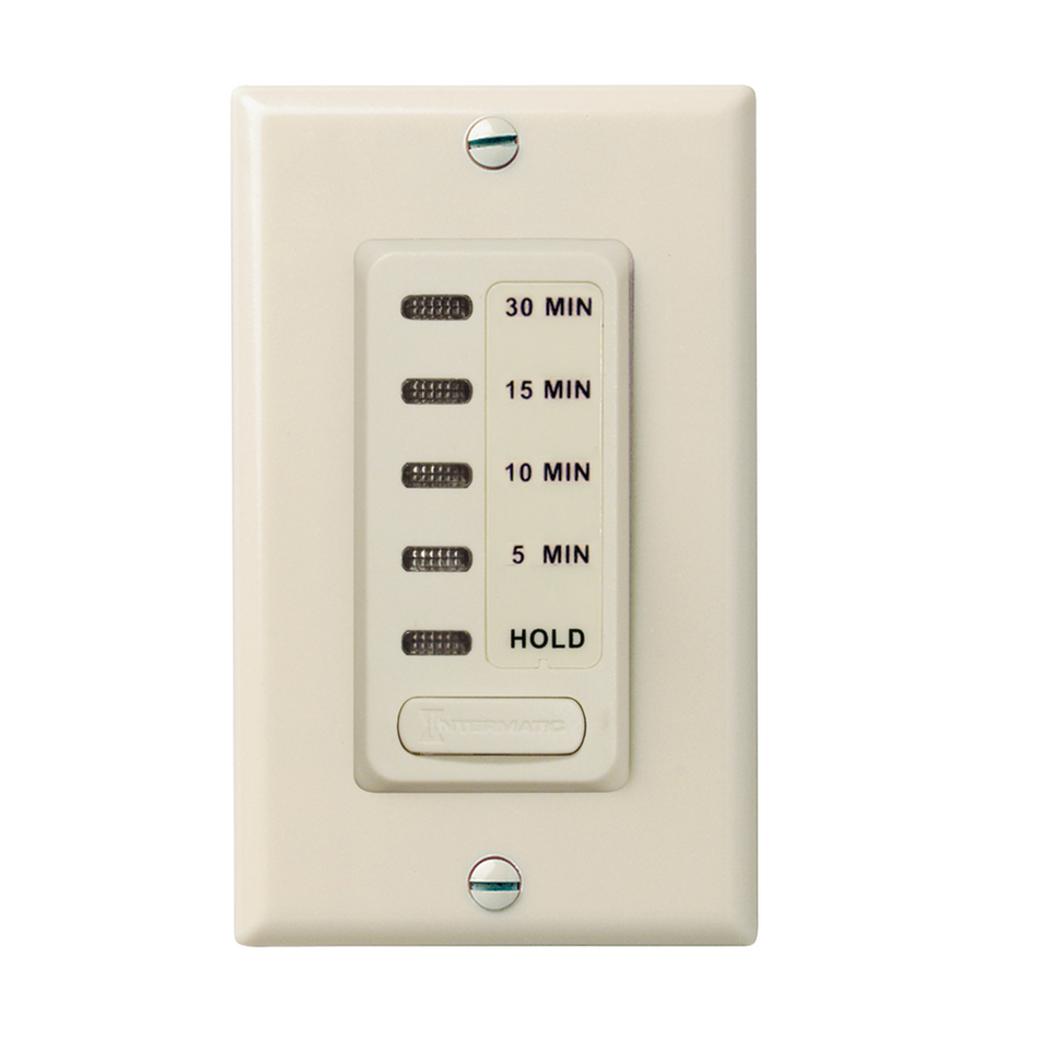 Intermatic EI200LA, In-Wall Electronic Countdown Timer, 5/10/15/30 Min. Time Range, Single Pole, Max. 1800 Watt, 120 Volt, Light Almond ﻿