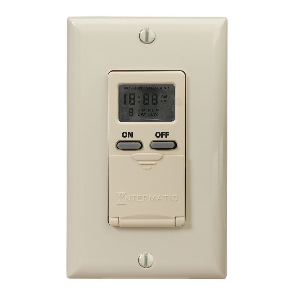Intermatic EI500C, 7-Day Standard Programmable Timer, Single Pole, 125V, 15 Amp, Max. 1800 Watt, Ivory