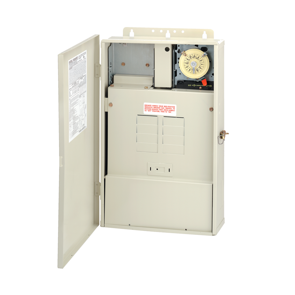 Intermatic T40003RT3, 100 A Load Center with 300 W Transformer and T103M Mechanism, 8-Breaker Spaces