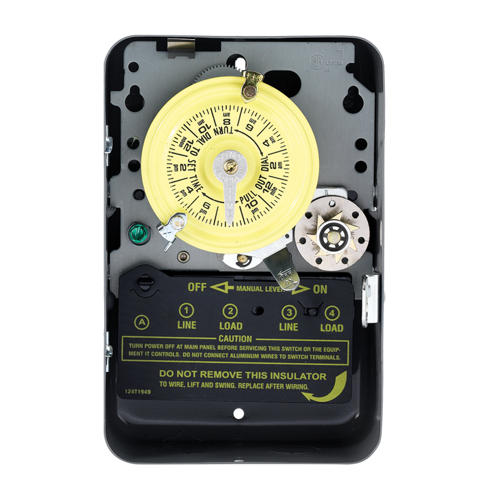 Intermatic T175, 24-Hour Mechanical Time Switch with Skip-a-Day, 120 VAC, 60Hz, 1 NO/1 NC, Indoor Metal Enclosure, 1 Hour Interval