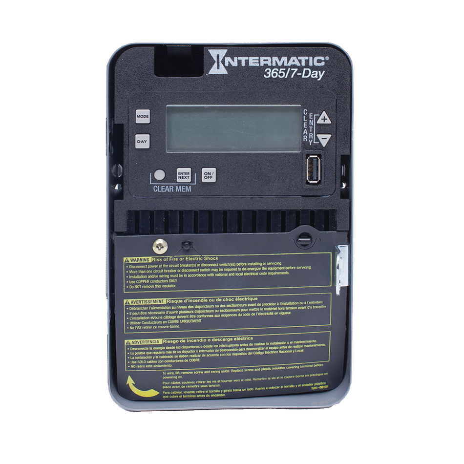 Intermatic ET2715C, 7-Day/365 Day 1-Circuit Electronic Control, Indoor Type 1 Metal Enclosure﻿, SPDT, 120-277 Volt