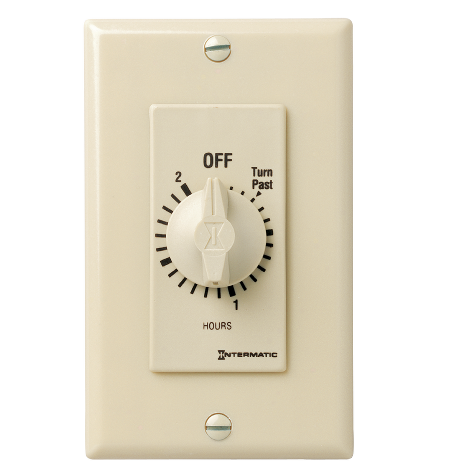 Intermatic FD2H, Spring Wound Countdown Timer, Decorator Style, 125-277V, 50/60 Hz, SPST, 2 Hour Max, Without Hold, Ivory
