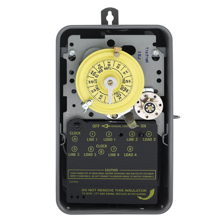 Intermatic T1871BR, 24-Hour Mechanical Time Switch with Skip-a-Day, 120 VAC, 60Hz, 2 NO/2 NC, Outdoor Metal Enclosure, 1 Hour Interval