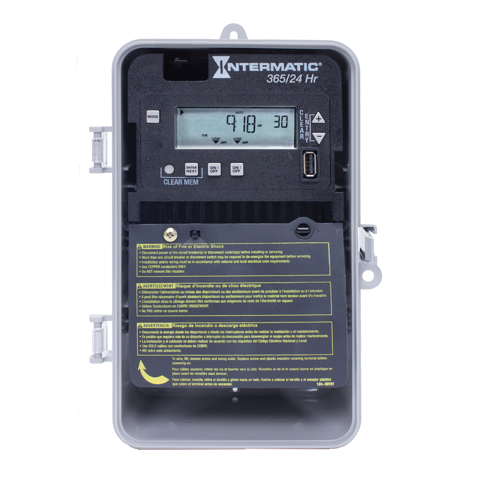 Intermatic ET2125CP, 24-Hour/365 Day 2-Circuit Electronic Control, Indoor/Outdoor Type 3R Plastic Enclosure, 2-SPST/DPST, 120-277 Volt