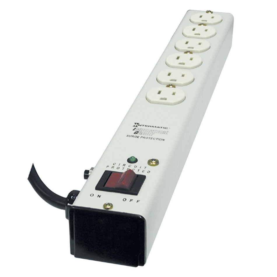 Intermatic IG2012B153, Surge Protective Device, Point-of-use strip, White, 3-Mode, 6 Outlets, 125 VAC, Type 3