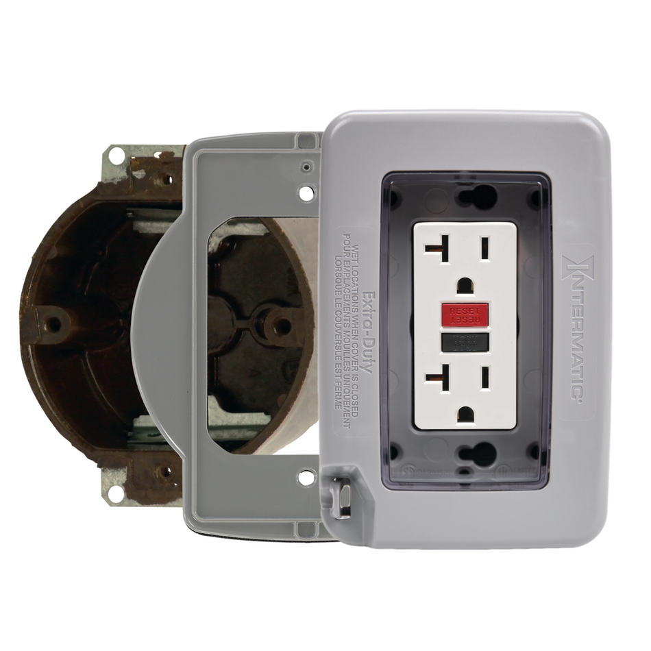Intermatic WP7003G, Low-Profile Extra-Duty Plastic In-Use Weatherproof Cover, Single-Gang, Vrt/Hrz, Clear, 3/0 Adapter Plate