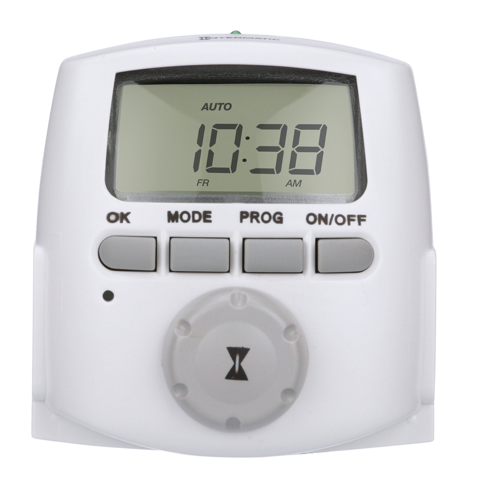 Intermatic DT620, 7-Day Indoor Digital Plug-In Timer, 2 Grounded Outlet, 15 Amps, 120 VAC, White ﻿