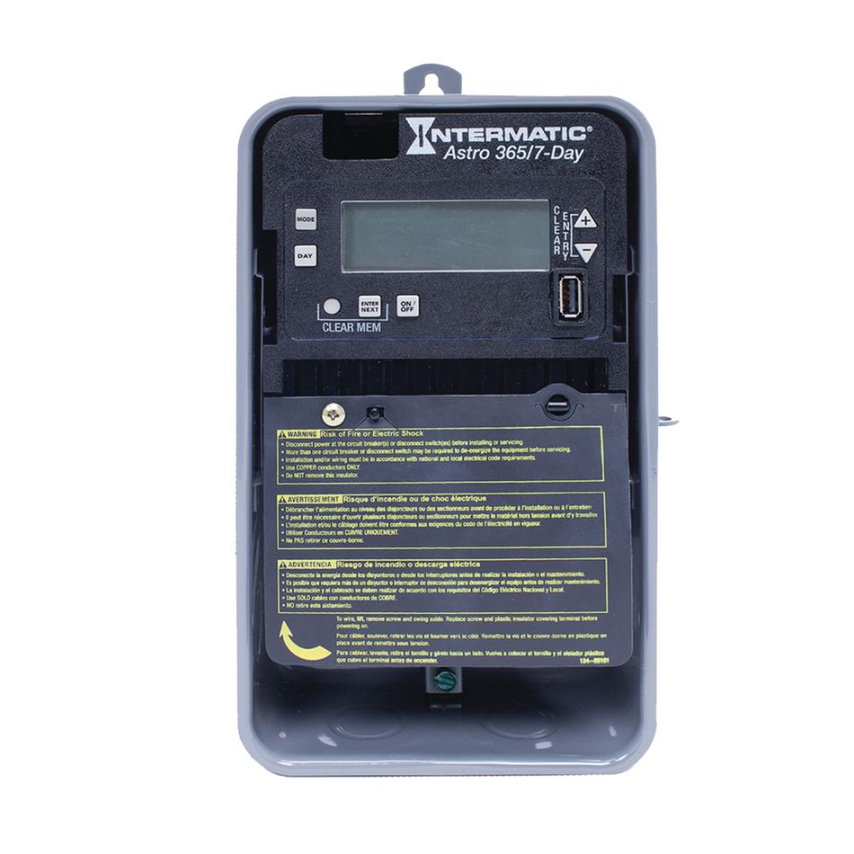 Intermatic ET2815CR, Astronomic 7-Day/365-Day 1-Circuit Electronic Control, Indoor/Outdoor NEMA 3R Metal Enclosure, SPDT, 120-277 Volt