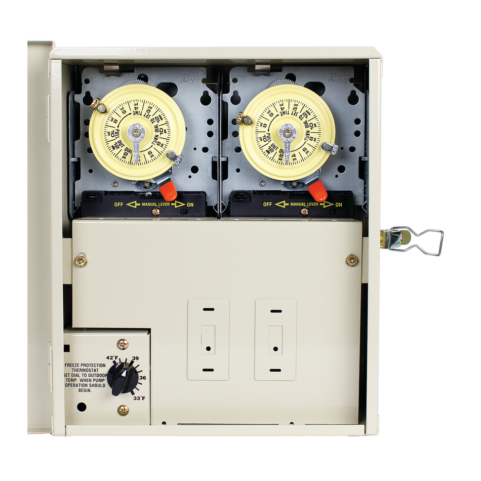 Intermatic PF1202T, Freeze Protection Control Center with 2 Timers and Thermostat for 240V Cleaner Applications, Type 3R Metal Enclosure